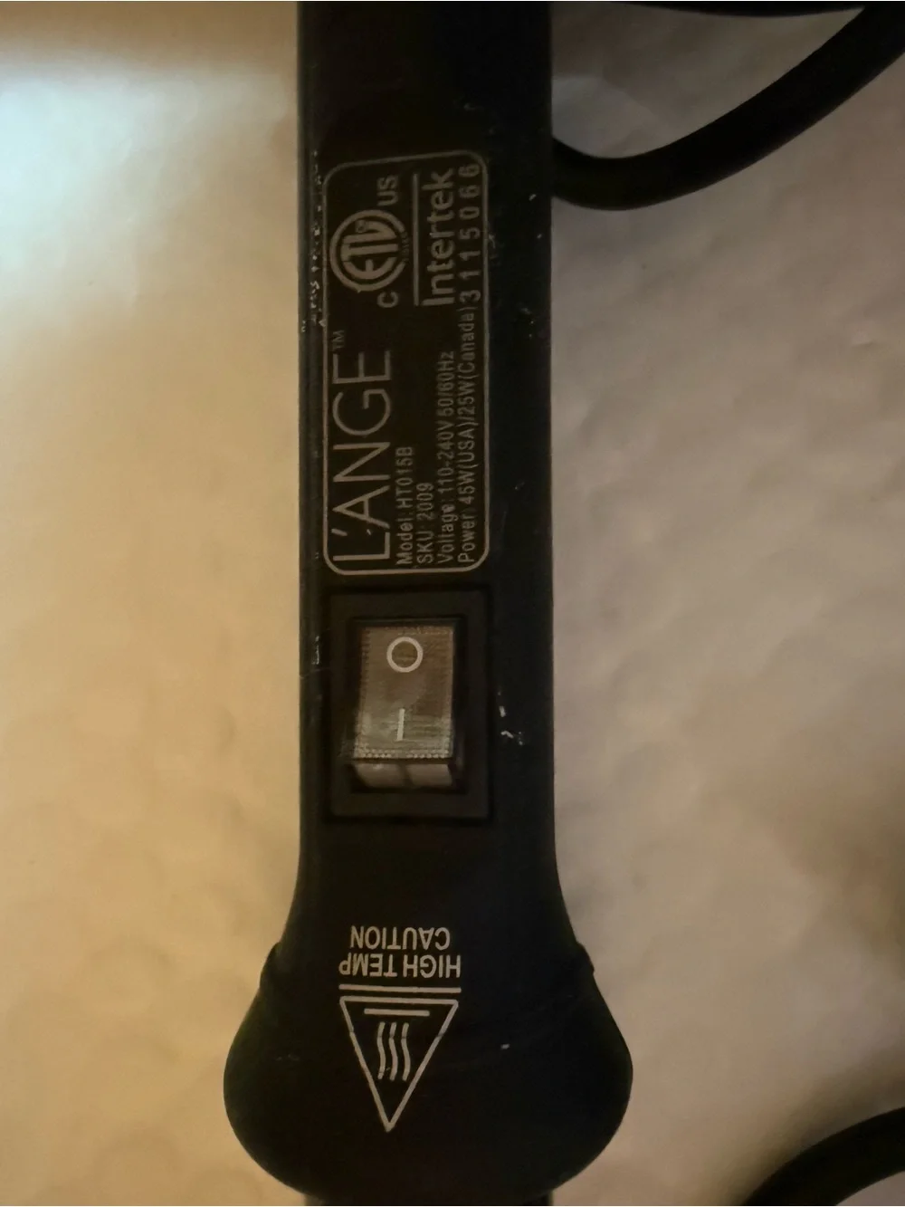 L'ANGE Black Curling Wand with Ceramic Barrel